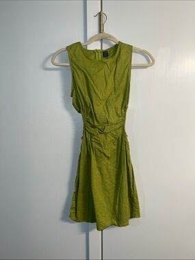 Sleeveless Olive Green Fit-and-Flare Dress